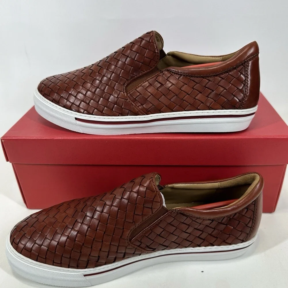 Robert Zur James Woven Slip-on Shoes Men's Size 10.5 M Luggage Brown